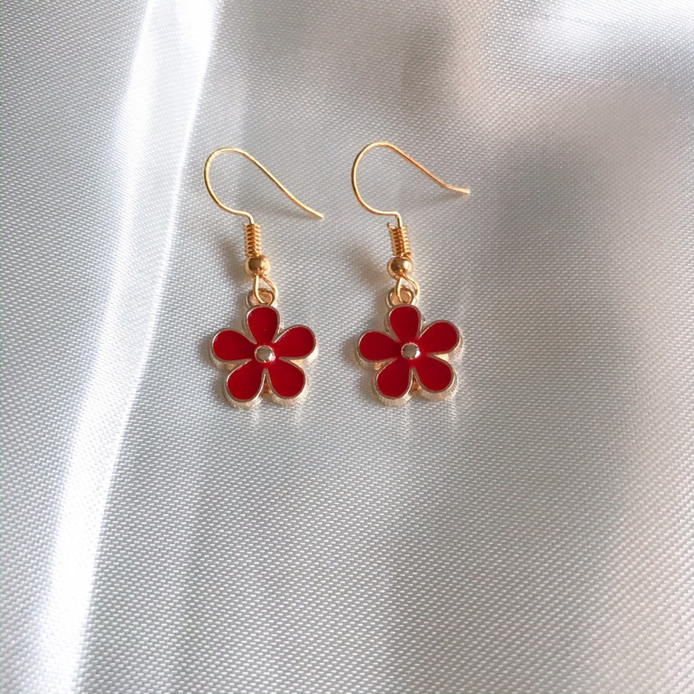 Red/ Maroon Flower Earrings